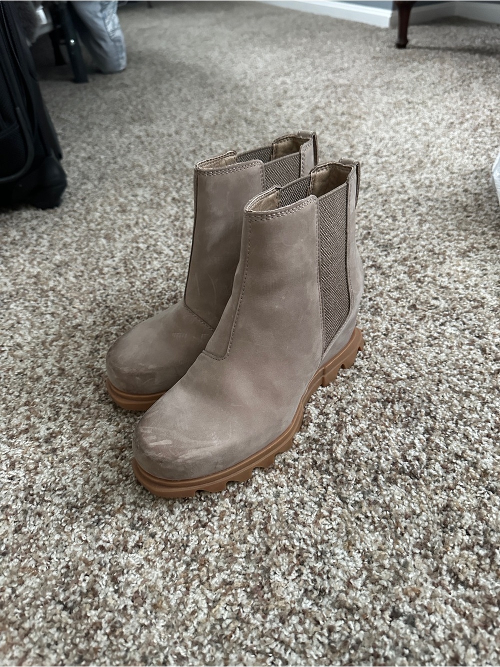 Sorel Taupe Chelsea Lug Sole Ankle Boots